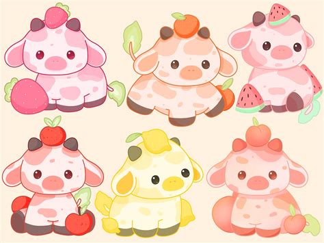 cute fruit cows|kawaii fruit cow images.